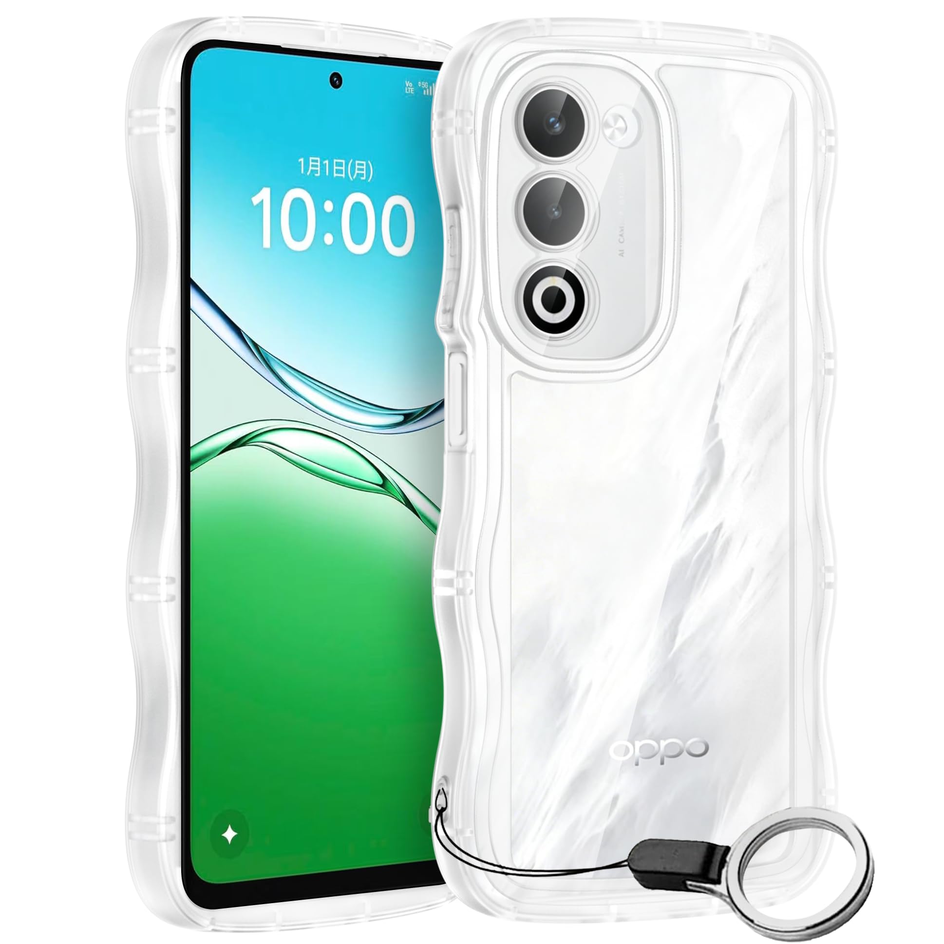 Amazon.co.jp: OPPO A5 5G用ケースリング付き ウェーブ 可愛い マツと
