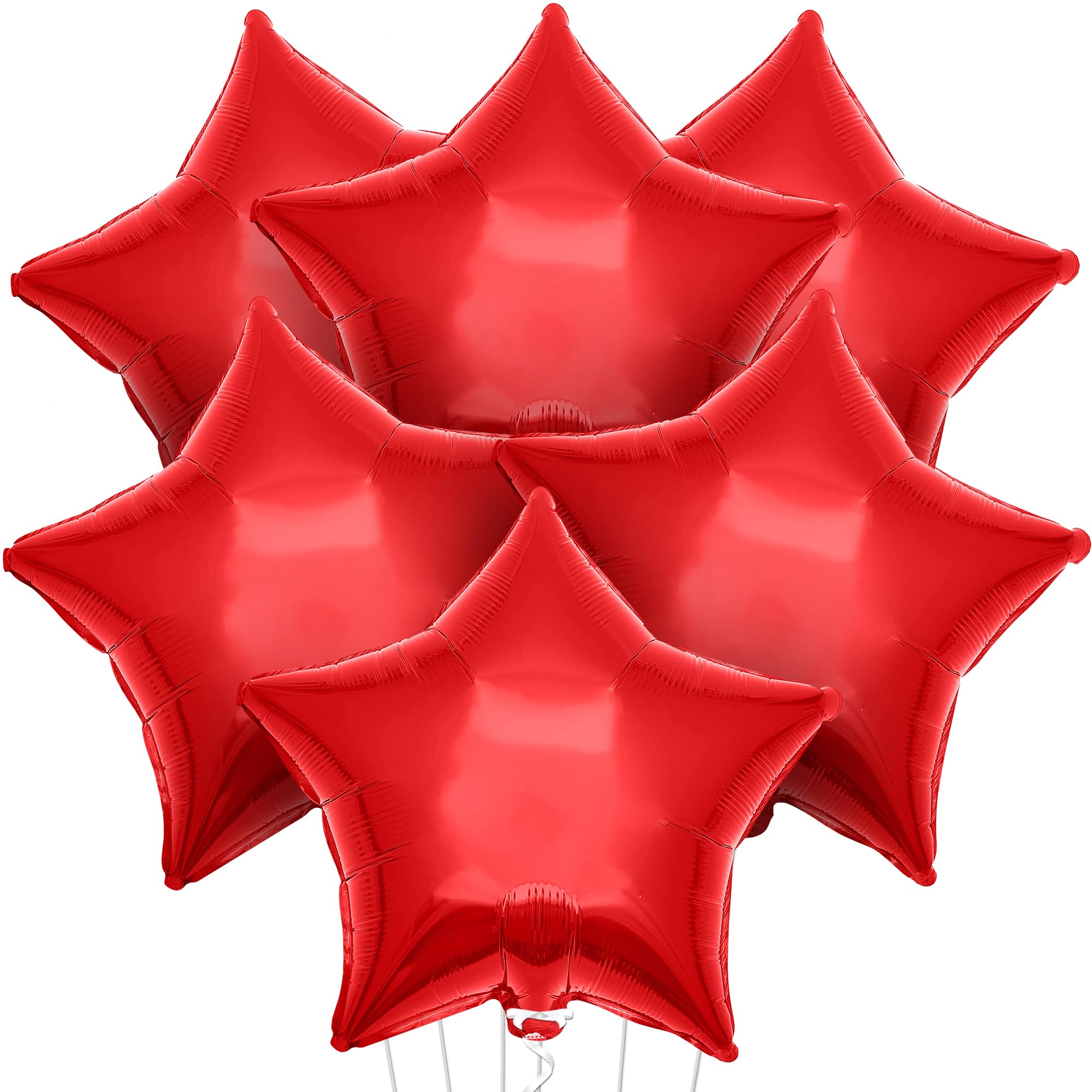 Red Star Balloons for Party Decoration - Pack of 6, 18 Inch | Twinkle Little Star Red Foil Balloons for Red Themed Birthday | Star Shaped Balloon for Wedding, Engagement, Anniversary, Bridal Shower