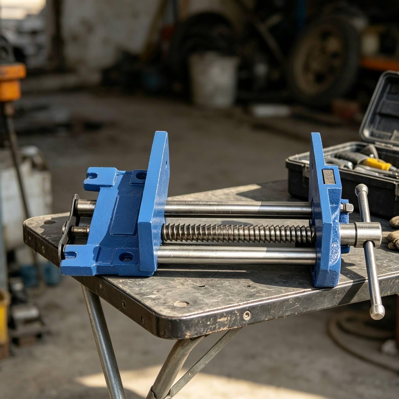 Morsa da Falegname Morsa da Banco Strettoio Morsetto Attrezzatura in Ghisa E Acciaio con Sgancio Rapido per Serraggio Stabile Adatta per Laboratorio, 7 Pollici