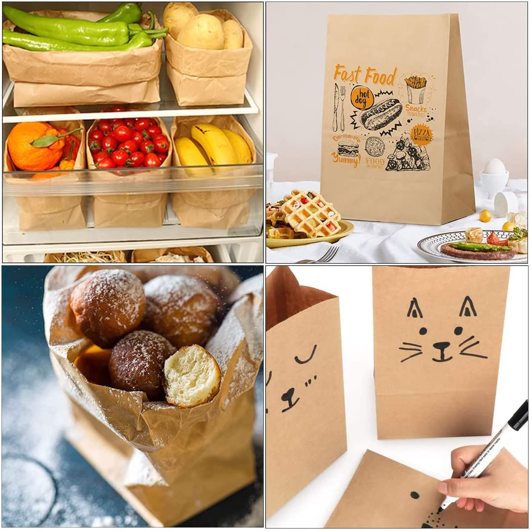 50 Sacchetti Regalo In Carta Kraft Marrone 20x12x30 Cm - Ecologici, Fai Da Te, Per Caramelle E Piccoli Regali