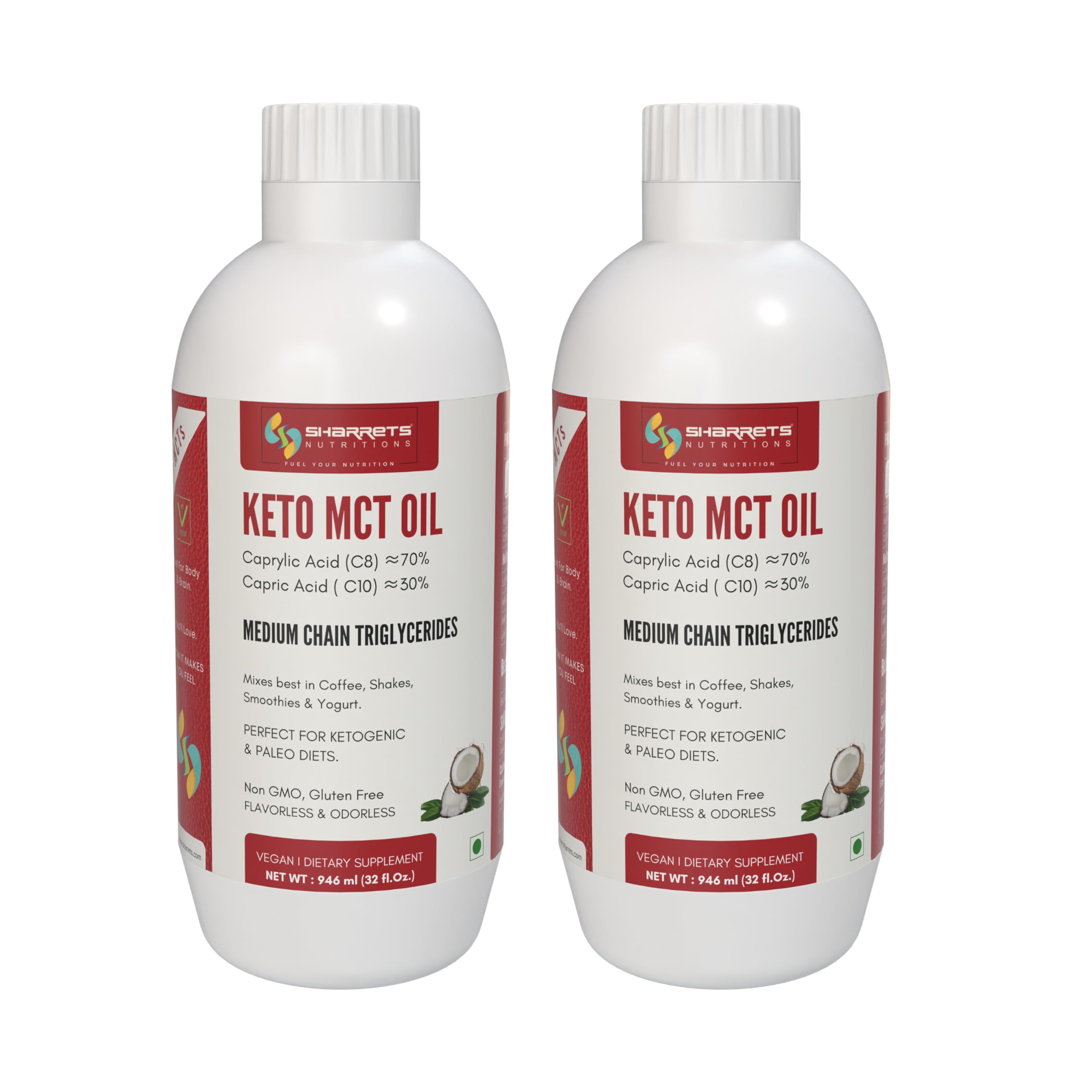 Sharrets Keto MCT Oil-32 fl Oz x 2 - Premium Medium Chain Triglycerides for Bulletproof Coffee, Intermittent Fasting and Peak Performance (B07SXTKSRP) Amazon Price History, Amazon Price Tracker
