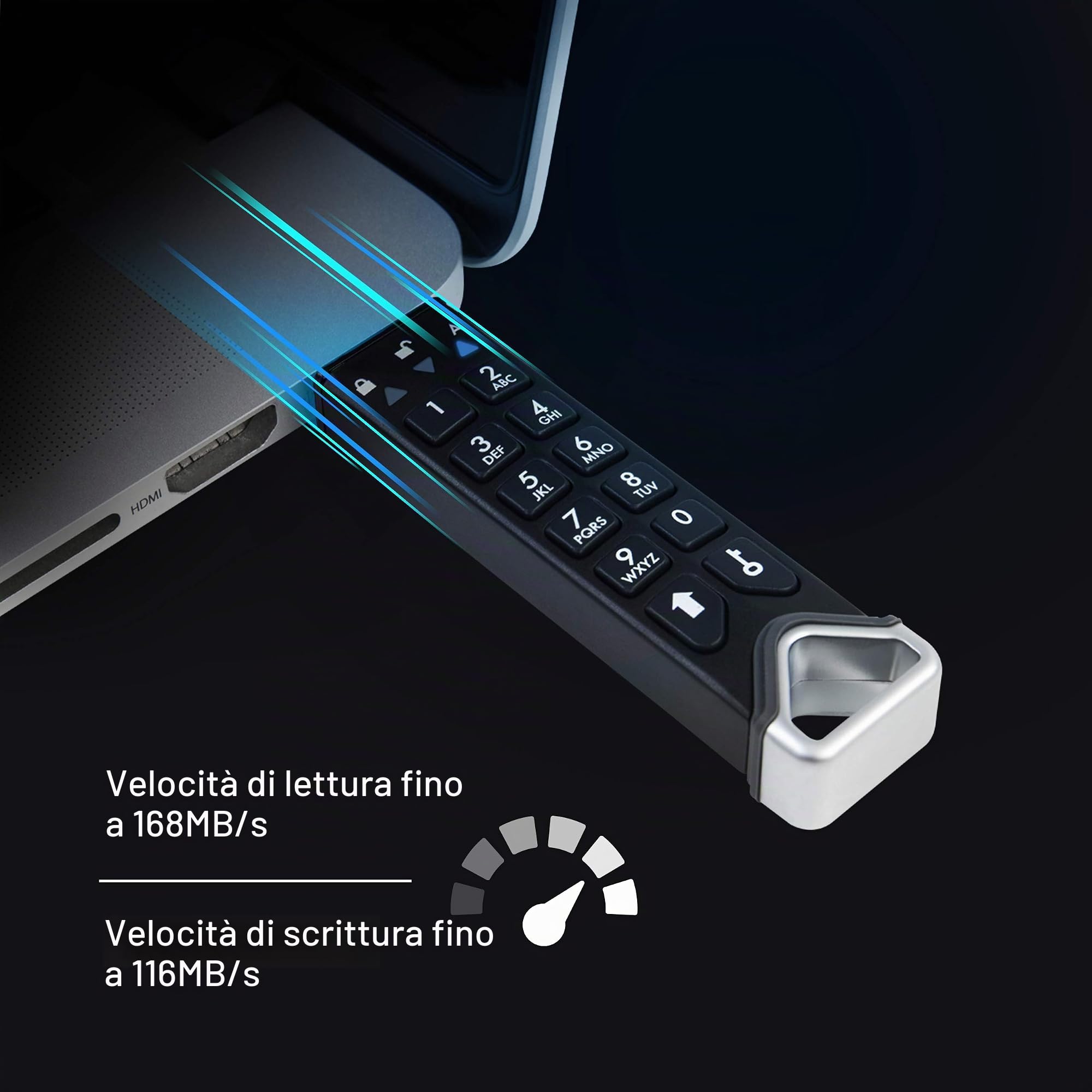 iStorage datAshur PRO2 32GB - Unità flash USB sicura - Certificazione FIPS 140-2 Livello 3 - Protetto da password - Resistente alla polvere e all'acqua