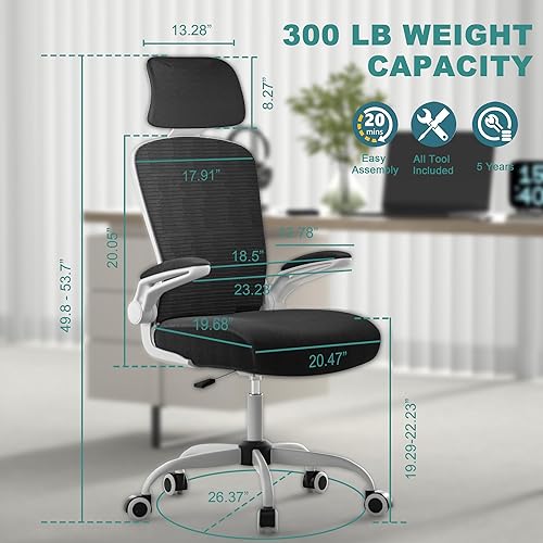 Miniatura 2 de Mimoglad Silla de Oficina, Silla de Escritorio Cómoda - Silla Ergonómica de Computadora de Respaldo Alto con Soporte Lumbar Ajustable y