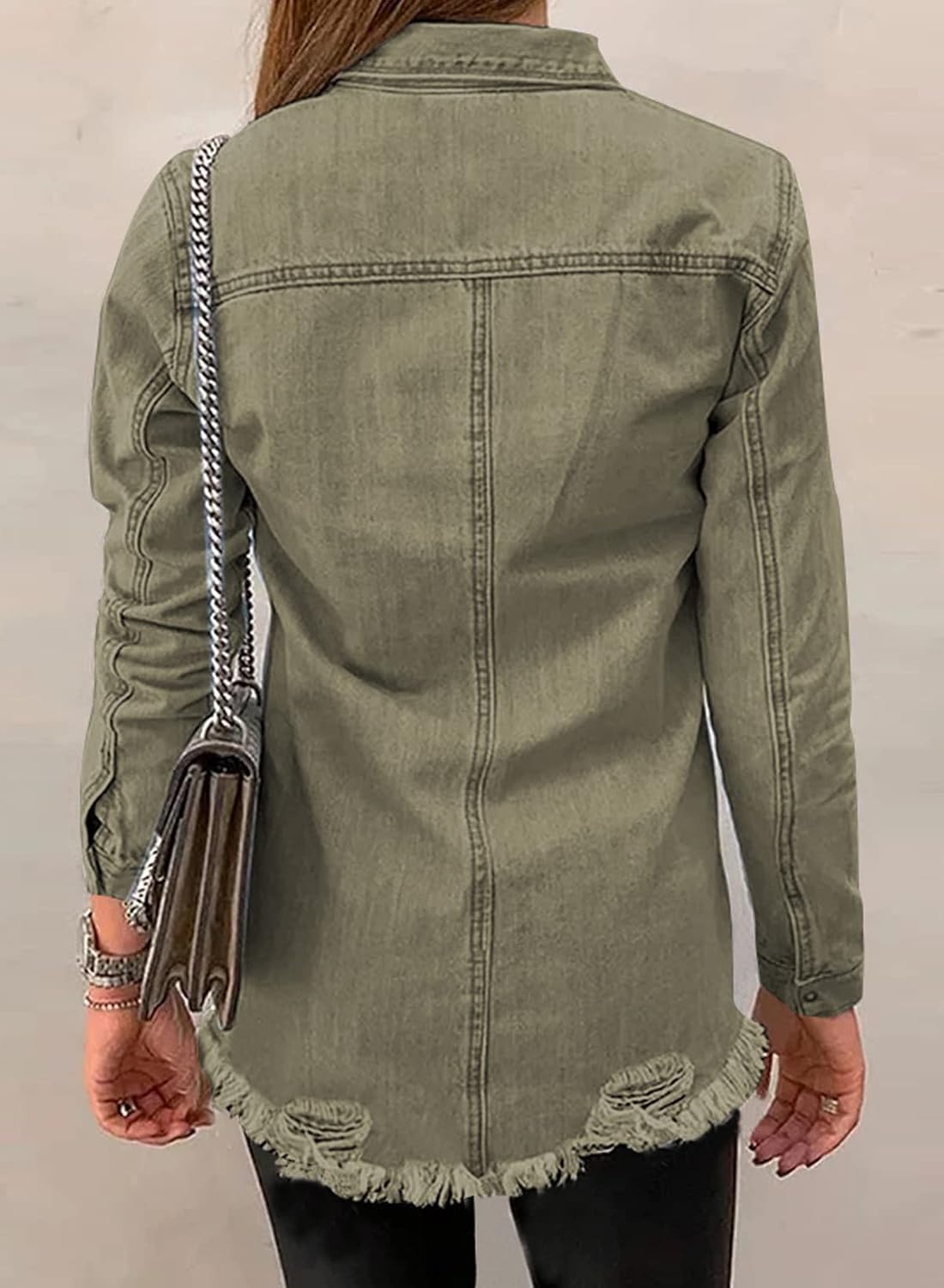 Dokotoo Women’s Oversized Denim Jacket Casual Long Sleeve Denim Shirts Distresse Jean Jacket Fall Outfits 2025