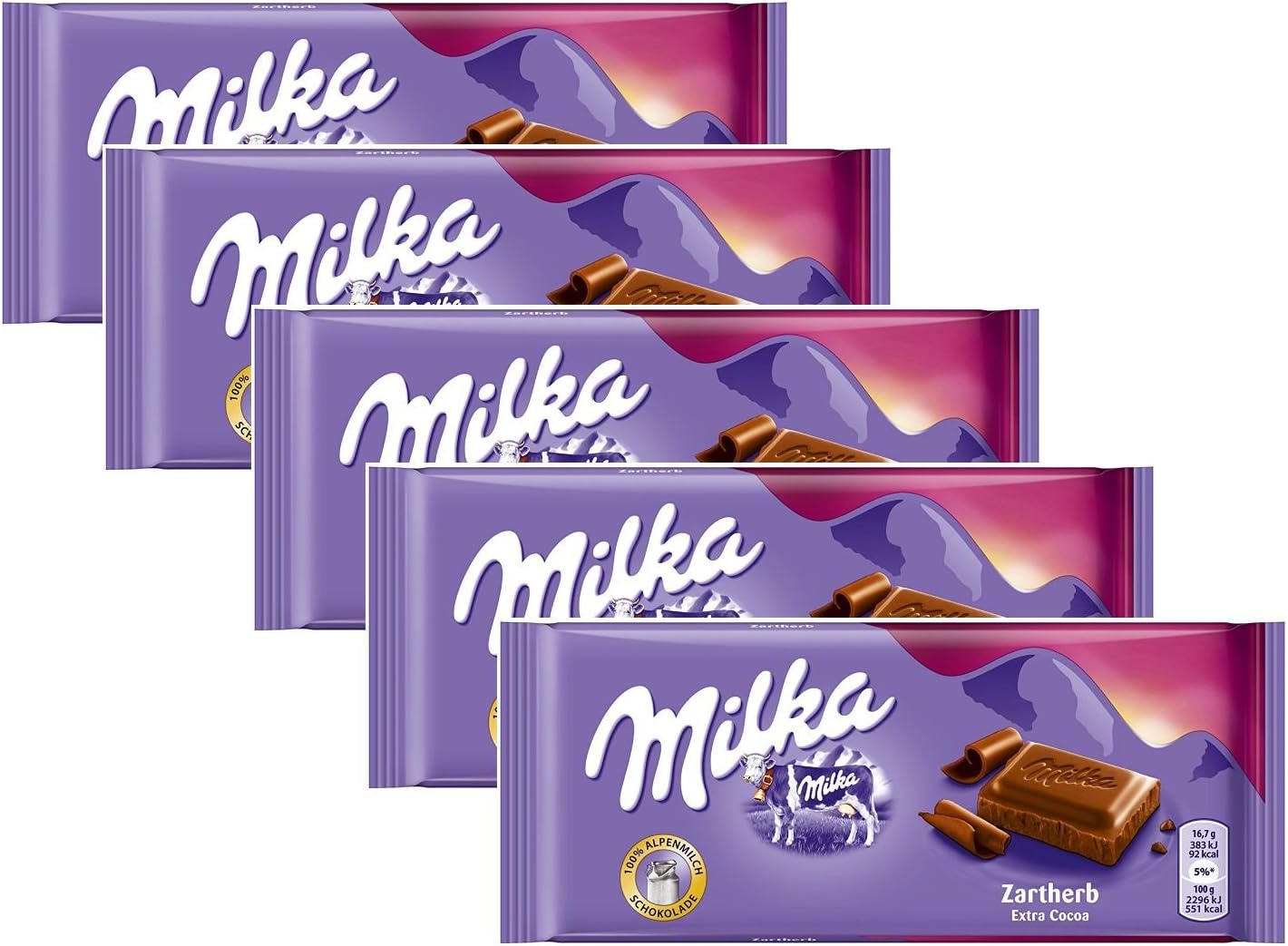 Milka Extra Cacao Chocolate Oscuro Confitación, 100 g (Paquete de 5 ... Milka Extra Cacao Chocolate Oscuro Confitación, 100 g (Paquete de 5 ...