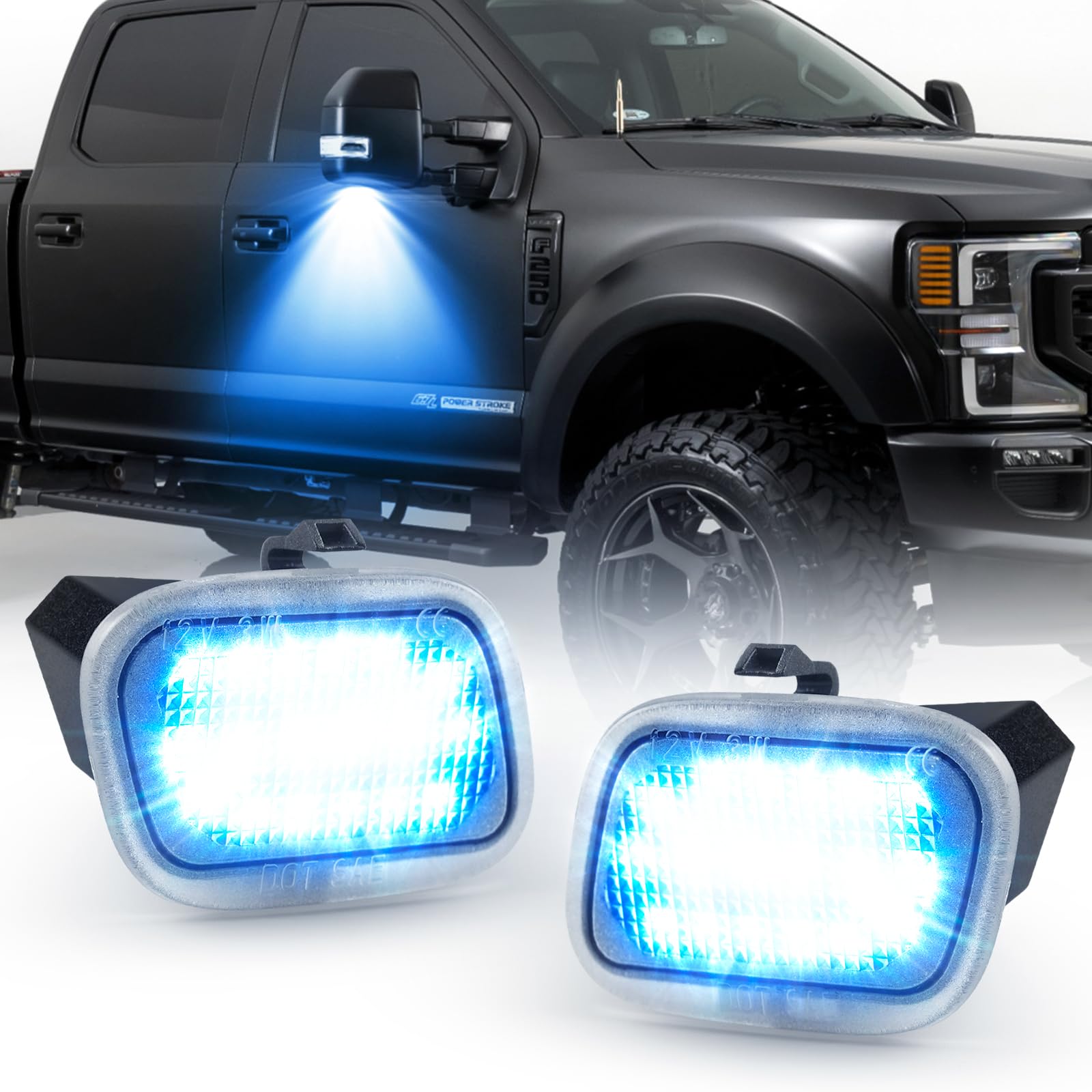 litzland LED Side Mirror Puddle Light Compatible with Ford F150 F250 F350 F450 F550 Super Duty 2015-2020 LED Under Mirror Puddle Lamp