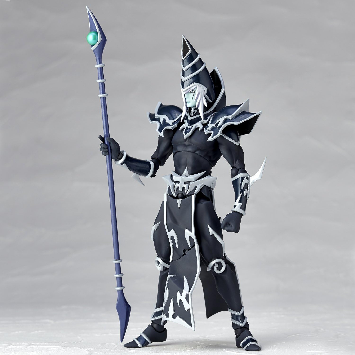 Kaiyodo Japan Official Yu-Gi-Oh! Movie: The Dark Side of Dimensions Revoltech Dark Magician Complete Scale Action Character Model Figure Revo Vulcanlog Wizard Magic Staff 010 Union Creative