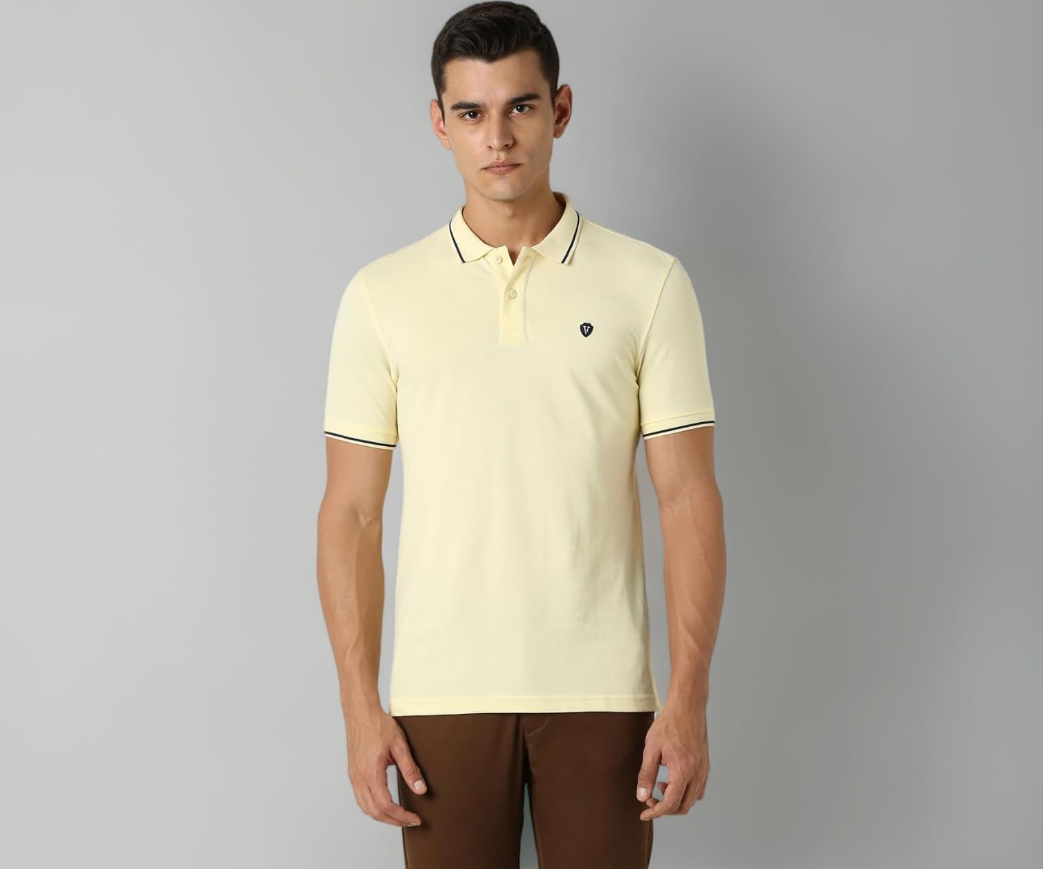 Men's Cotton Solid Regular Fit Collar Polo T-Shirt