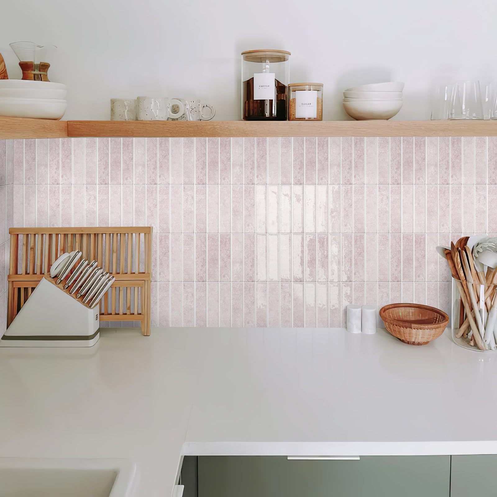 Paquete de 10 pegatinas for azulejos de pared de metro multicolor de 12 x 12 pulgadas, autoadhesivas(Pink)