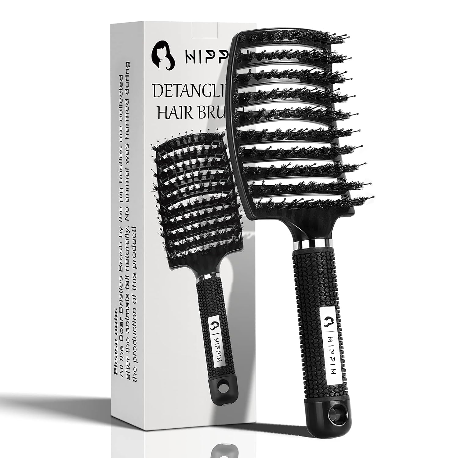 Voremy Magical Brush Detangler, HIPPIH Styling Massage Hair Brush for Curly Hair, Vormey Ultra Detangler brush for Women, Man & Kids, Hairbrush Can Adds Shine & Smooth for Thick Hair (Black)