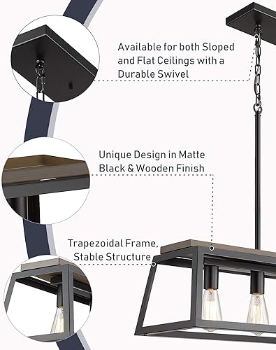 Miniatura 5 de EAPUDUN PDA1272-FBDT - Lámpara de araña lineal para isla de cocina de 38 pulgadas, 5 luces, lámpara colgante de mesa de billar, negro mate y acabado