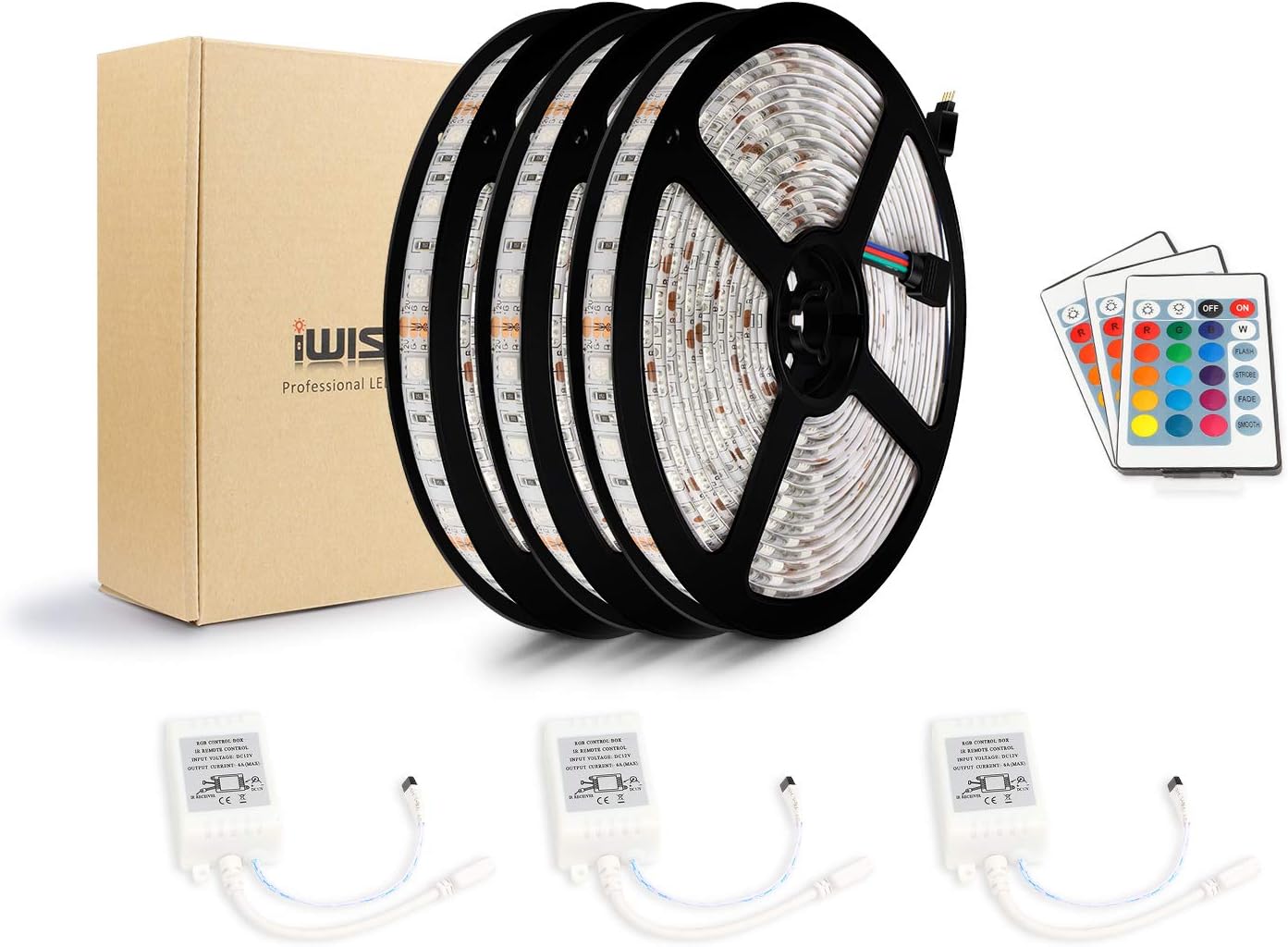 LED Strip Light, IWISHLIGHT Light Strip SMD 5050 Waterproof Flexible RGB Strip Lights for Home Kitchen Car Bar
