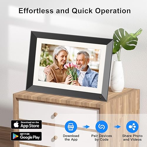 Miniatura 2 de Marco de fotos digital de 32 GB de 17 pulgadas, marco de fotos digital WiFi dual con rotación automática, función completa, comparte fotos y videos