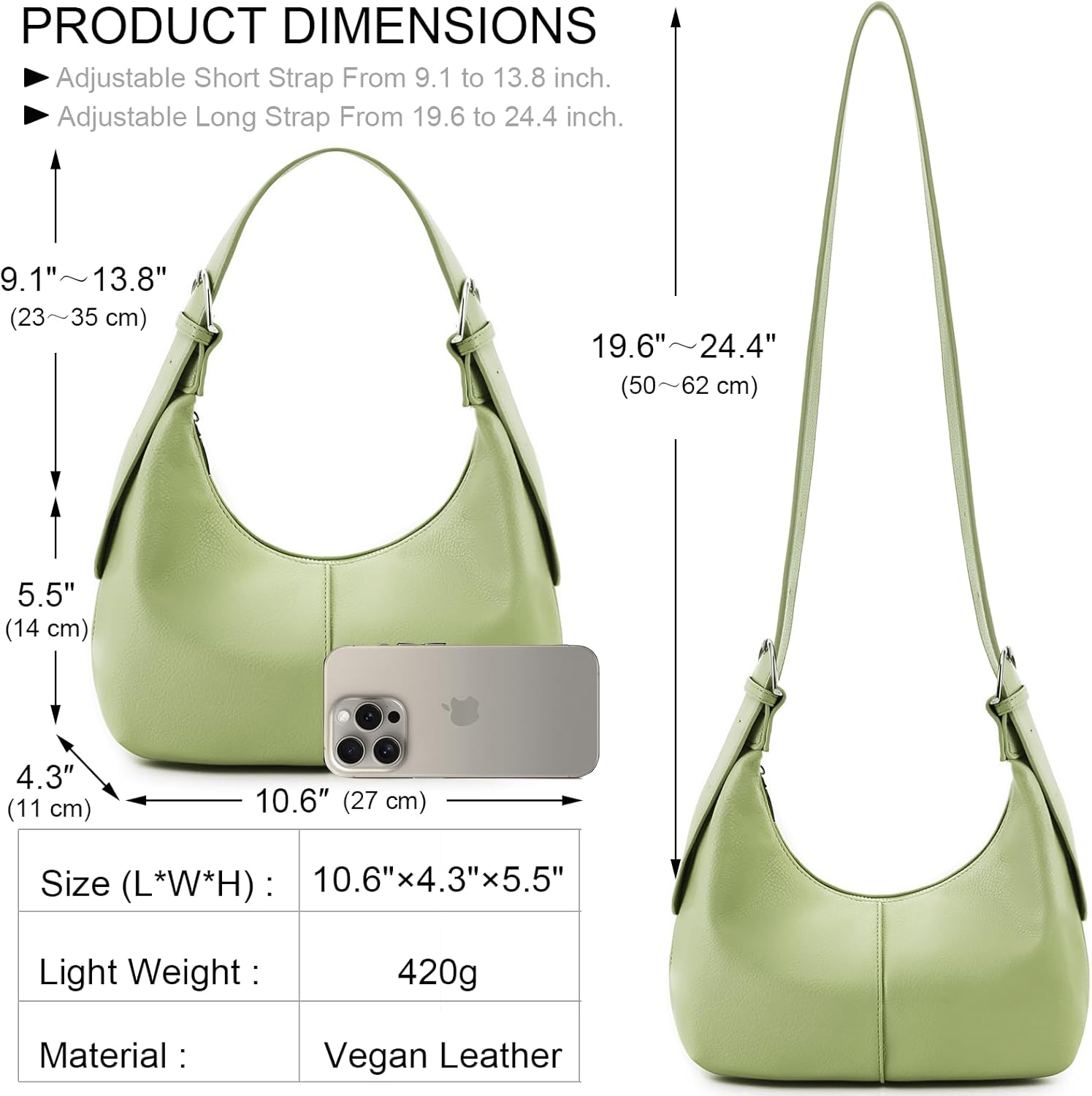 NIUEIMEE ZHOU Hobo Bags for Women Soft Vegan Leather Crescent Shoulder Handbag Slouchy Tote Crossbody Purses - Image 4