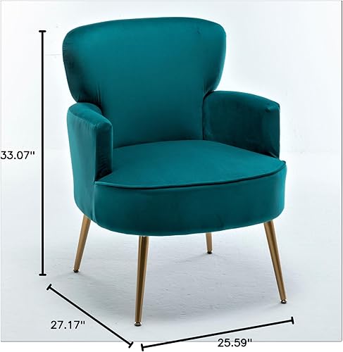 Miniatura 2 de Silla decorativa de terciopelo con patas de metal dorado, sillón tapizado para espacios pequeños a medianos, sala de estar moderna, dormitorio,