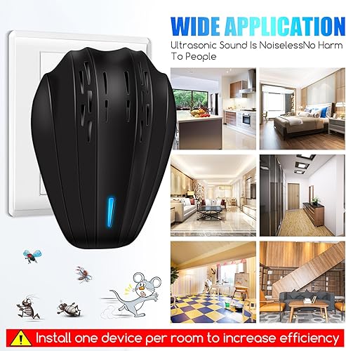 Miniatura 2 de Paquete de 2 repelentes ultrasónicos de plagas para interiores, repelente de plagas ultrasónico, repelente de plagas para roedores e insectos,