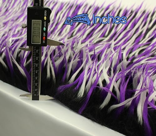 Miniatura 3 de Tela sintética de 3 tonos, piel sintética, color negro, blanco y morado, 60 pulgadas de ancho, vendido por The Yard