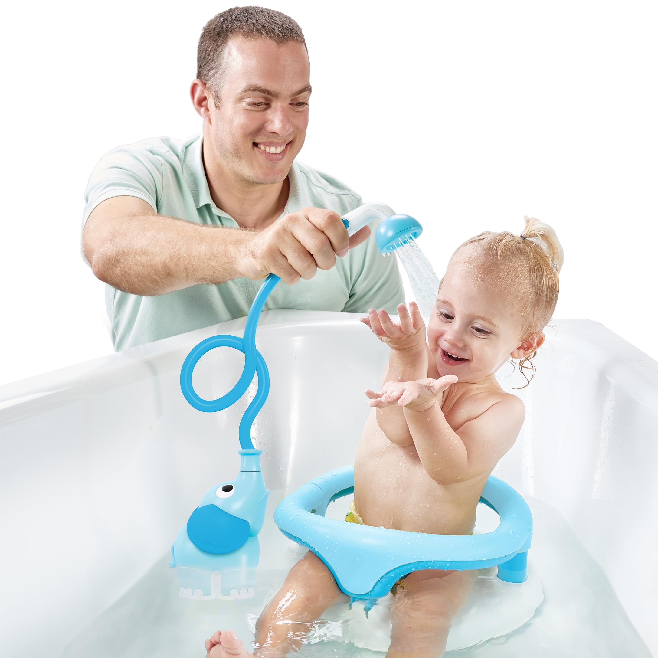 Yookidoo Baby Bade- & Spiel Bundle – Elefanten Baby Duschkopf mit Wasserpumpe & Bauchlage Spielmatte mit