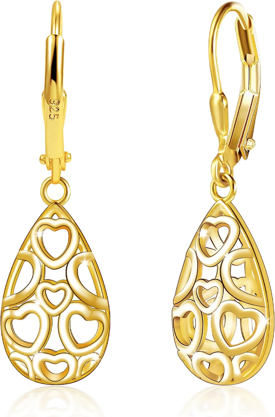 925 Sterling Silver Teardrop Leverback Earrings for Women Girls Waterdrop Tear Drop Dangle Earrings Jewelry Hypoallergenic Silver Teardrop Leverback Dangle Earring for Women