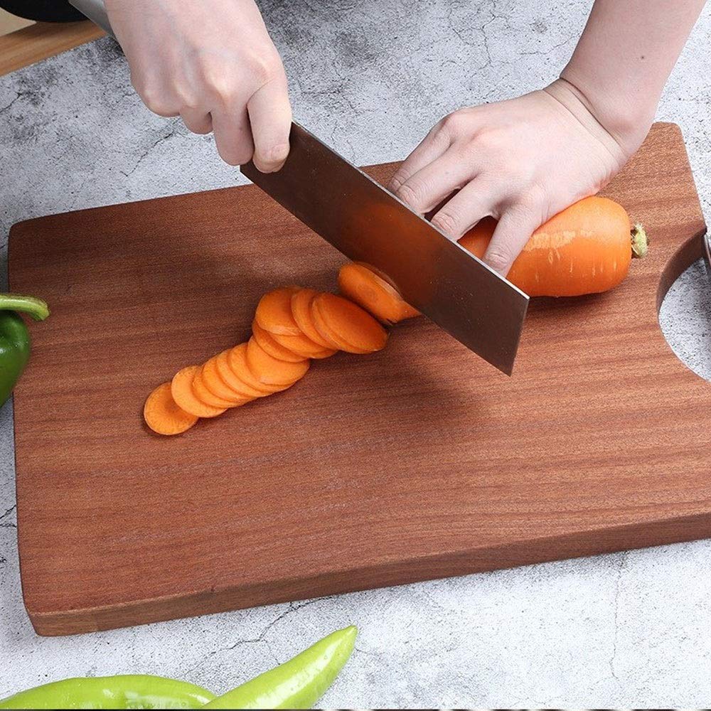 Tabla de cortar grande de madera para cortar de cocina, para carne, carnicero, queso, verduras, bandeja de servir resistente con asas