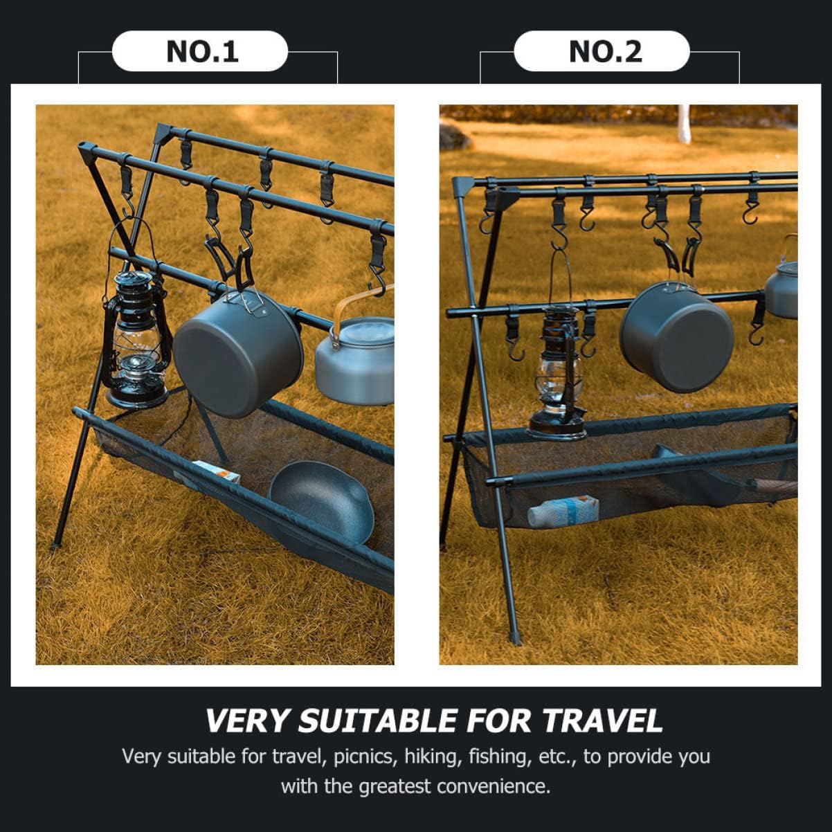 1Set Collapsible Camping Grill Stand Portable Metal Rack for Outdoor Picnic Fishing Travel for Hanging Clothes Backpacks Wet Suits Kitchen Utensils