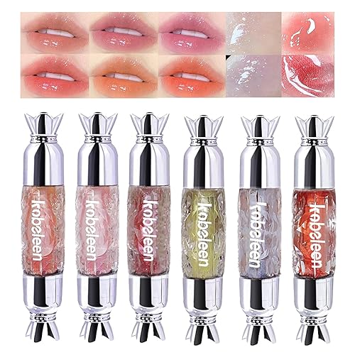 Juego de brillo labial hidratante de 6 colores, brillo labial hidratante brillante, bálsamo labial de ácido hialurónico transparente, brillo labial