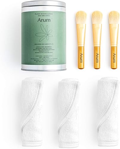 Arum Limpiador de hojas para plantas de interior. Paños de 10 pulgadas de diámetro (9.843 in de diámetro) (cantidad 3) y cepillos de bambú de 4.9