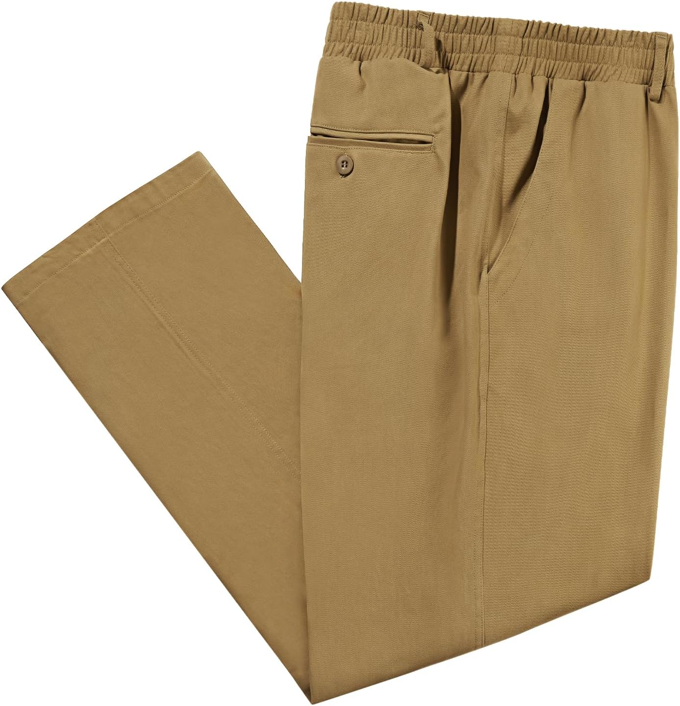 LETAOTAO Men's Big and Tall Cotton Relaxed Soft Fit Twill Pants Elasticized Comfort Waistband with Zipper Fly and Pockets