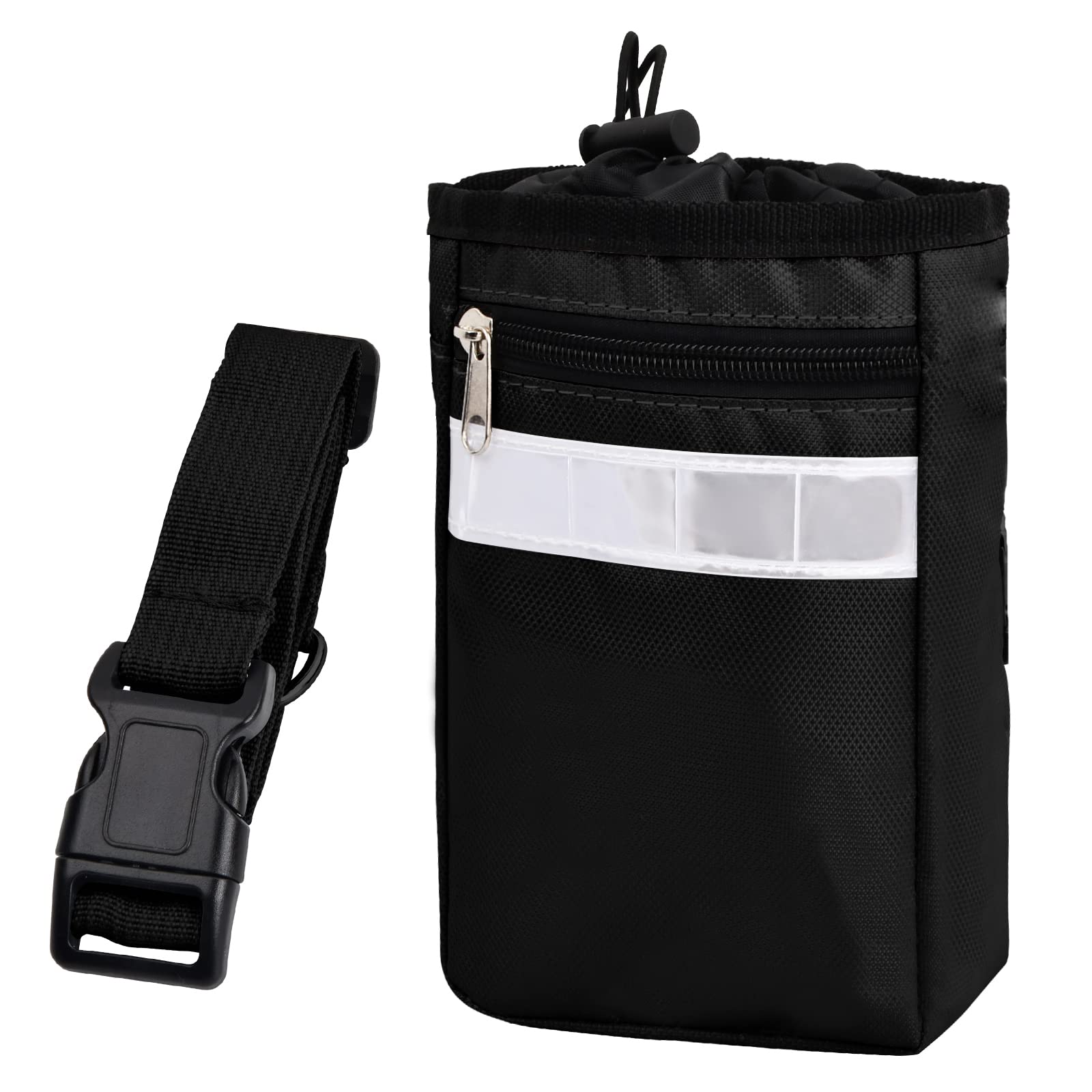 Bolsa de Entrenamiento para Perros Bolsa Premios Perro Bolsa de Alimentación para Mascotas Bolsa para Golosinas Mascota Portátil Bolsa de Comida con Dispensador de Bolsas Caca Cintura Ajustable, Negro