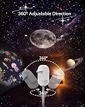 Plug and Play HD Star Projector, Smart Dynamic 5d Holographic Night Light Projector with 3/6/12/24 Projection Films, Adjustable Brightness, 360° Flexible Gooseneck for Decor(12)