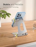Vista 18 de Nulaxy Paquete de 2 soportes plegables dobles para teléfono celular, soporte plegable para teléfono de escritorio totalmente ajustable, compatible
