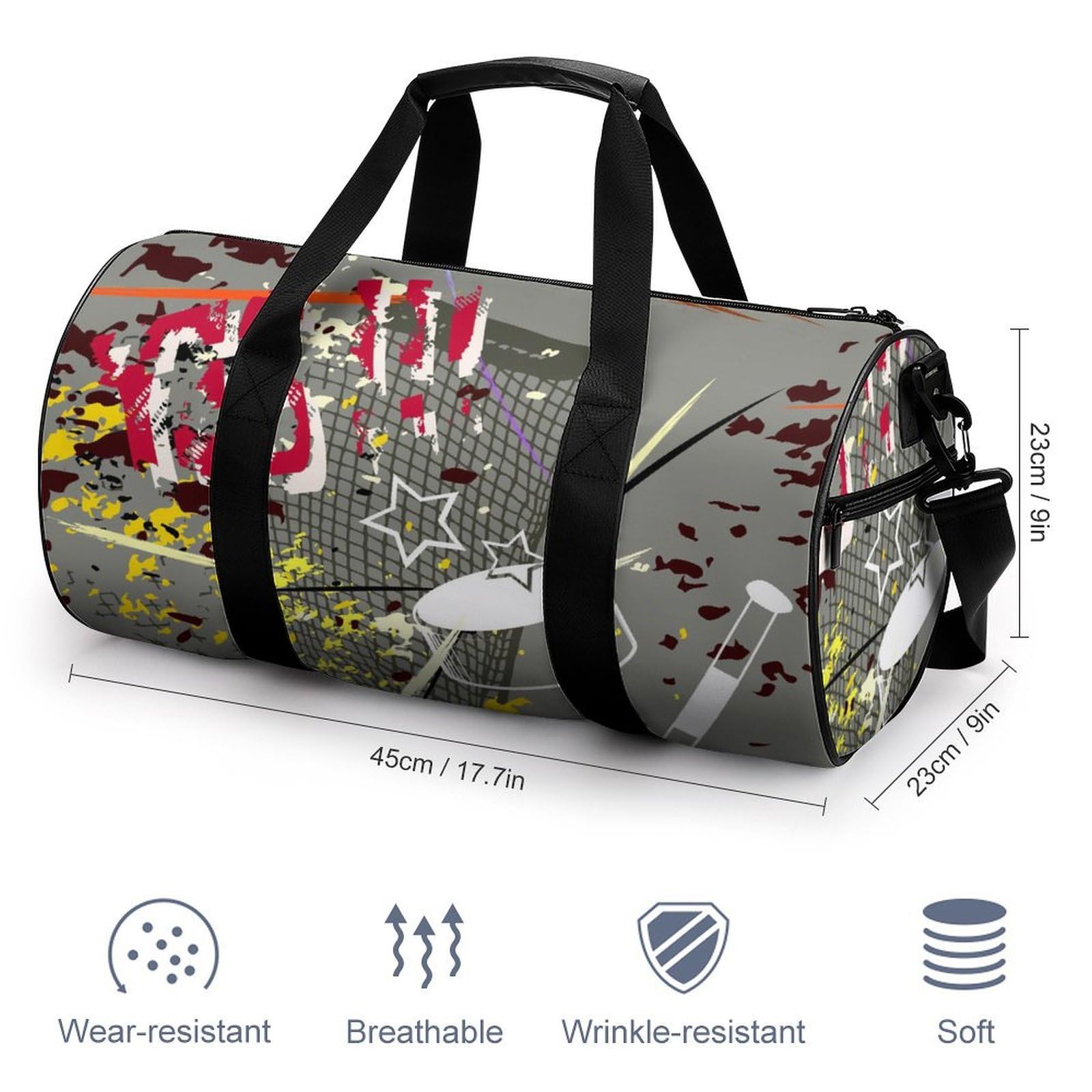 Hockey sur Glace Sac De Sport Gym Sac De Voyage Sac Week-End Duffel Bag pour Camping Randonnée Voyage 45x23x23cm