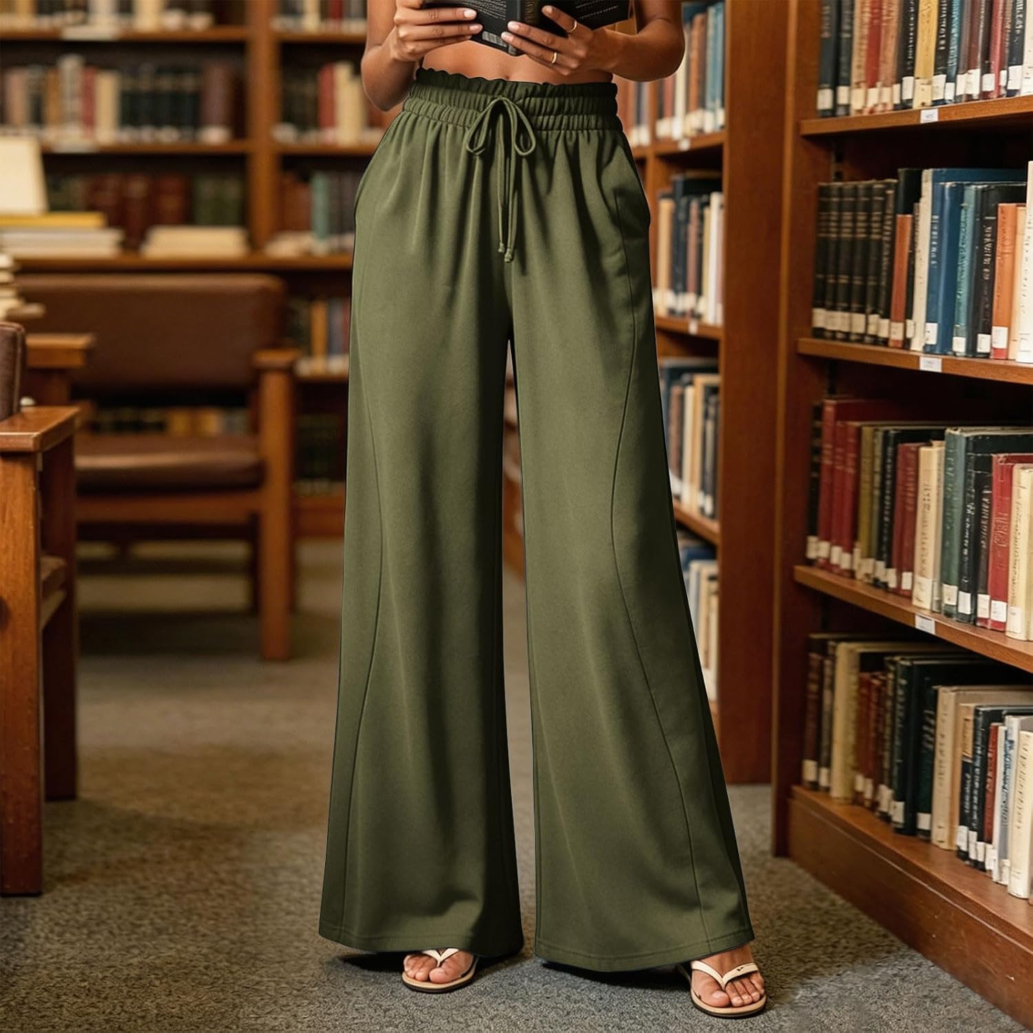 Womens Wide Leg Sweatpants High Waisted Ruffle Baggy Pants