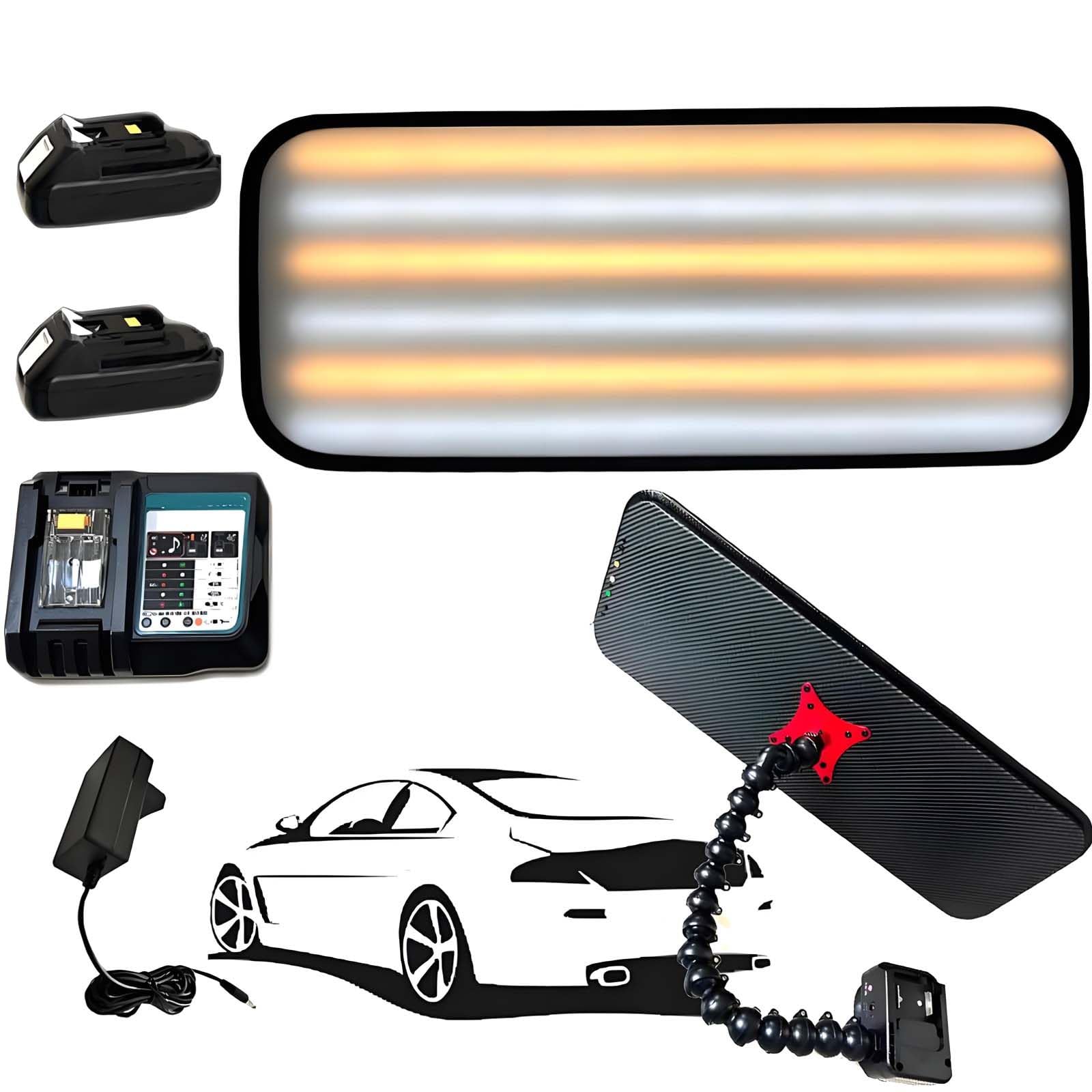 Luce LED per Riparazione Ammaccature Senza Vernice, Lampada PDR Carrozzeria Auto a 6 Colori con Ventosa 360°, Luminosità Regolabile per Levabolli e Meccanici Professionali in Officina B
