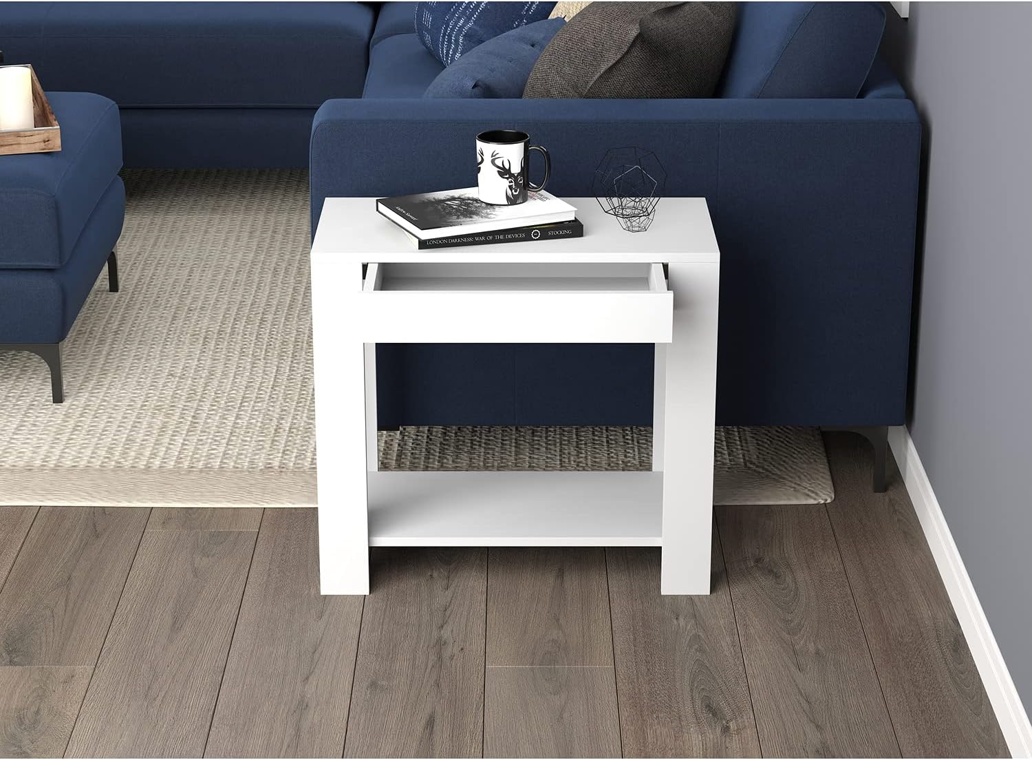 Safdie & Co. White with Drawer Accent End Table,