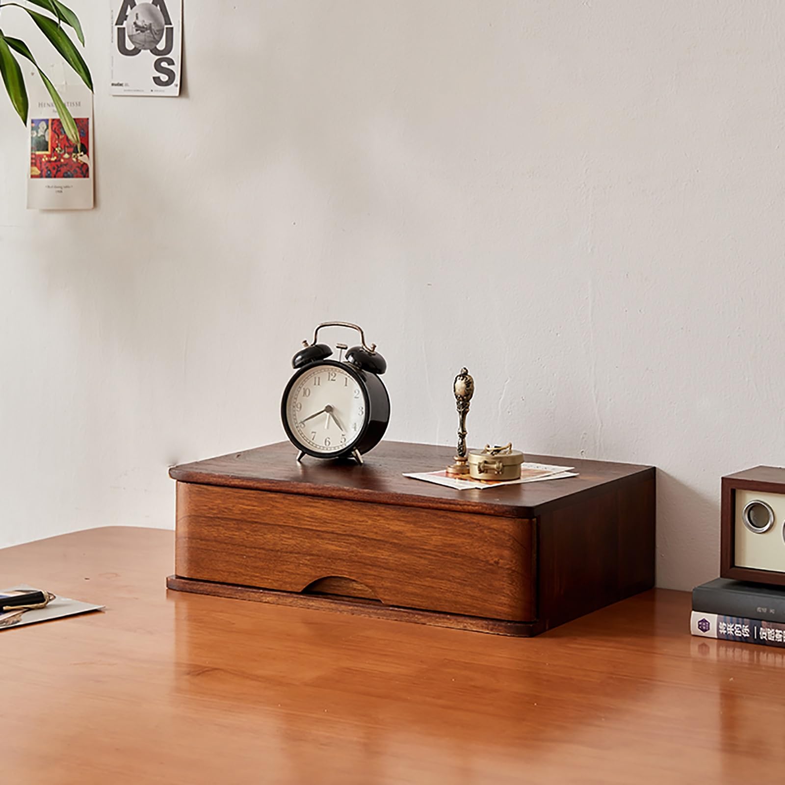 Schreibtisch-Organizer aus Holz mit Schubladen, Büro-Aufbewahrungsbox für Computerzubehör und Zubehör, Schreibtisch-Organizer aus Massivholz, mit erhöhten Regalen, organisieren und aufbewahren von