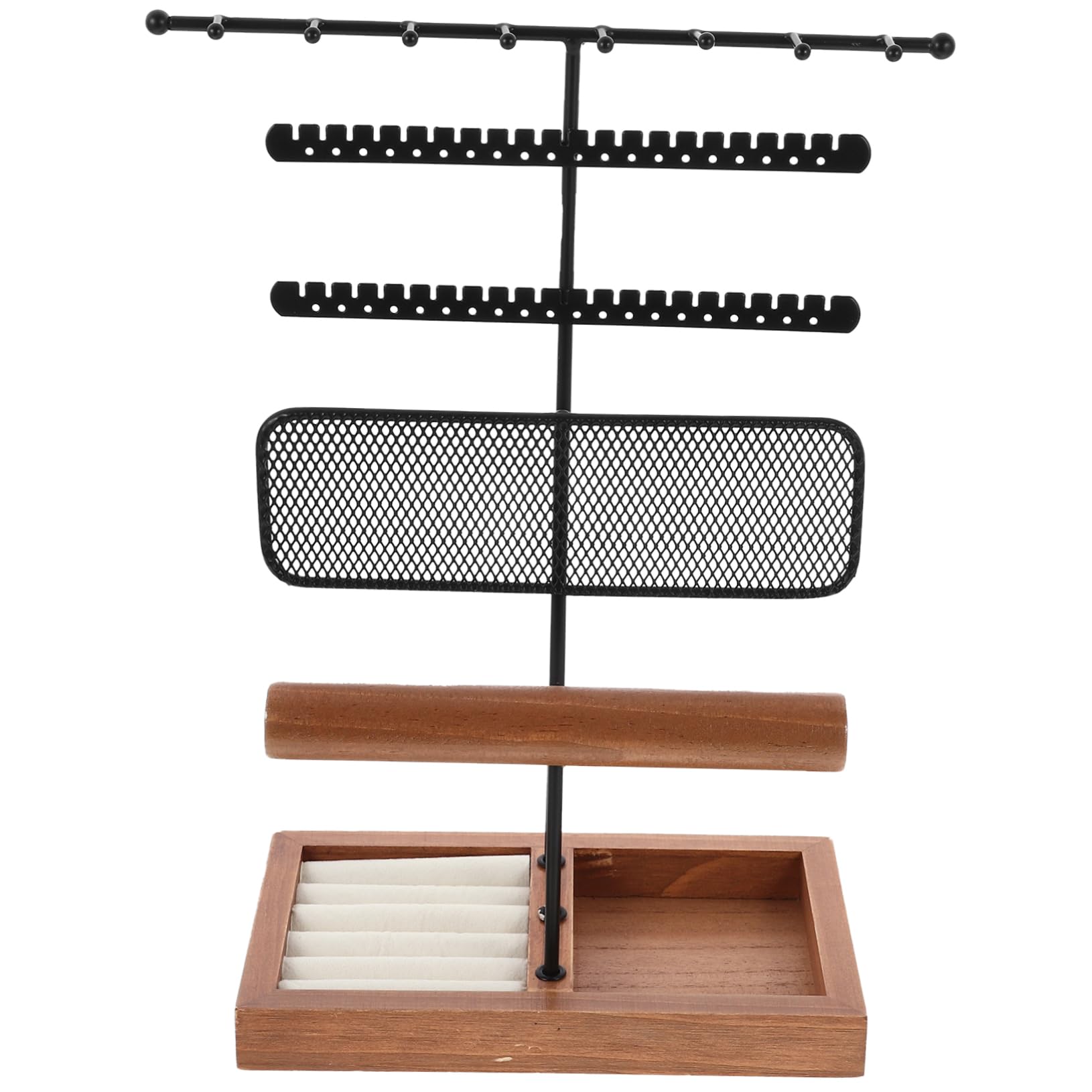 Espositore Gioielli da Tavolo con Base in Legno e Ferro, Organizer per Collane, Bracciali e Orologi per Negozi e Fiere