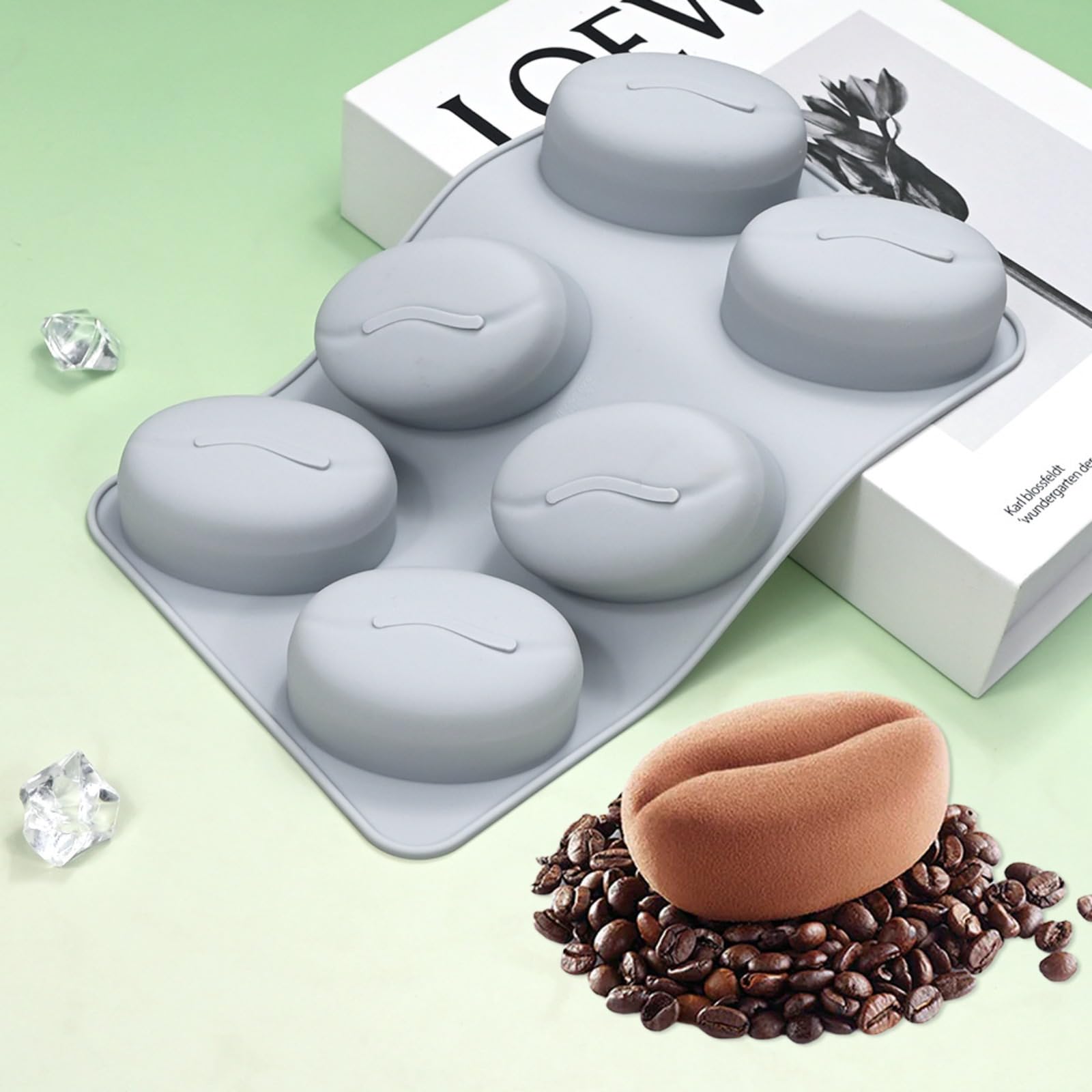 55 Gaten Koffieboon Chocolade Schimmel Siliconen 3D Koffiebonen Non-Stick Cake Fondant Diy Jelly Ijs Bakken Mould