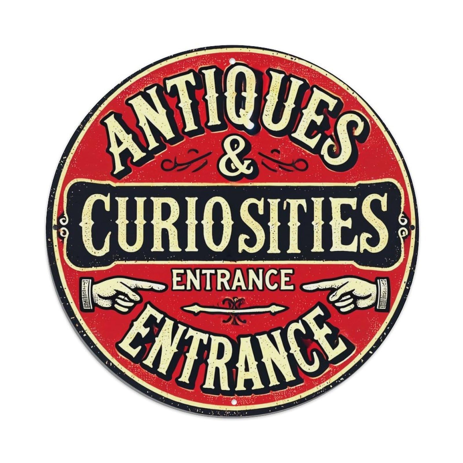 Antiques And Curiosities Entrance Sign_2 Metal Tin Sign Plaque