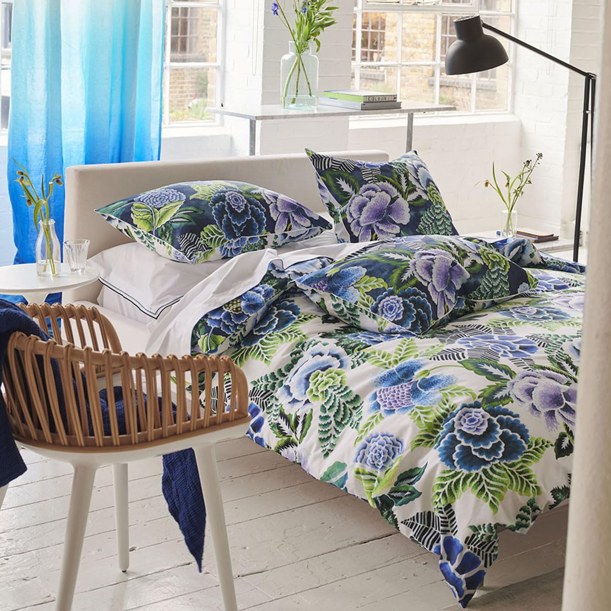 Duvet Cover, Rose DE Damask Indigo, 200 x 200 cm, Designers Guild, Indigo Blue - Image 4