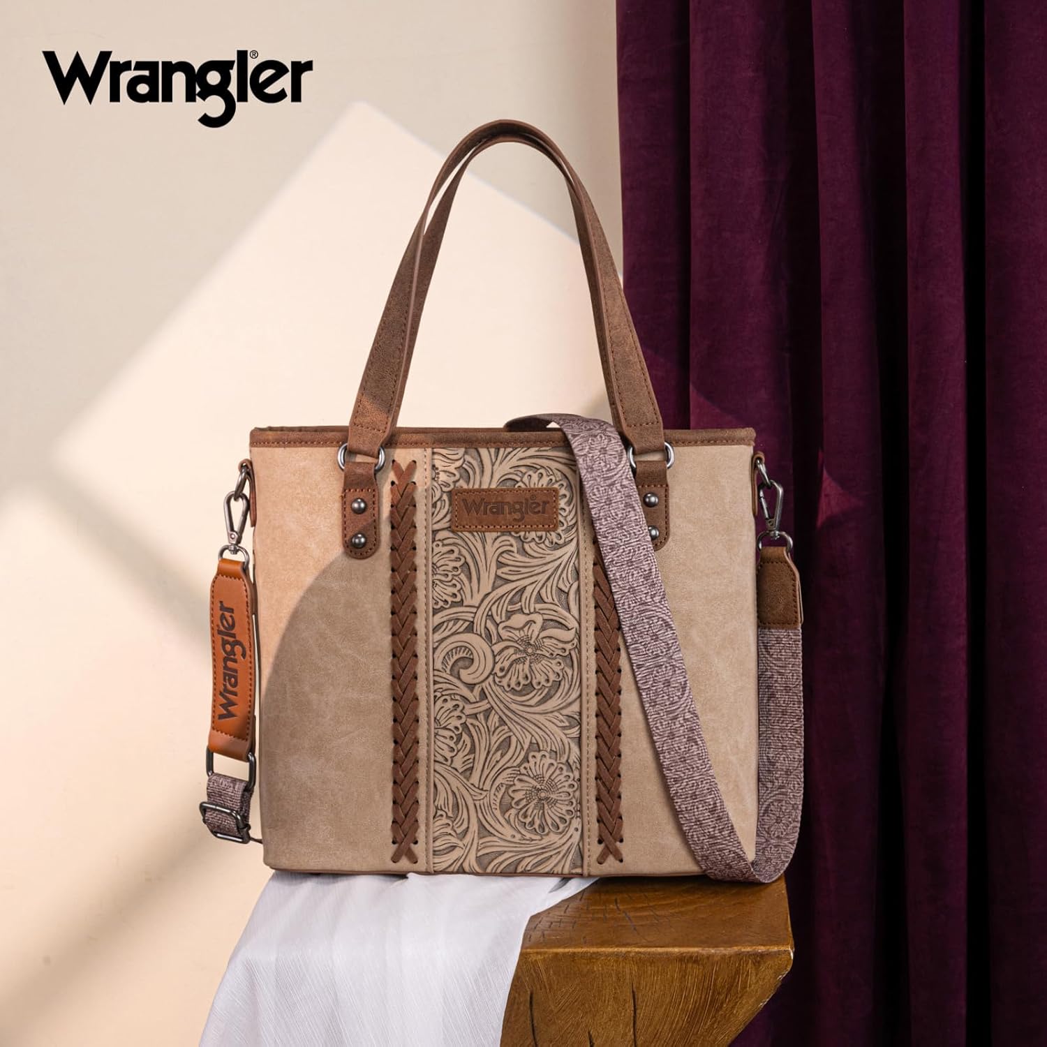 Montana West X Wrangler Tote Bag for Women Western Purses with Detachable Strap Medium Satchel Handbags | with Crossbody Strap - Image 7
