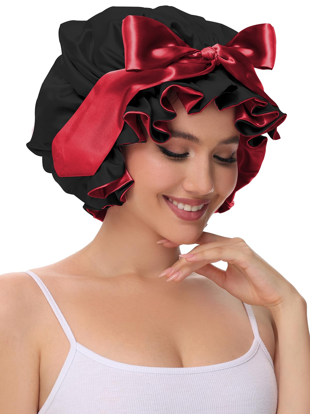 Satin-Seidenhaube für schlafende Frauen, 2024, Bindeband, verstellbare Träger, Haarkappe für lockiges Haar