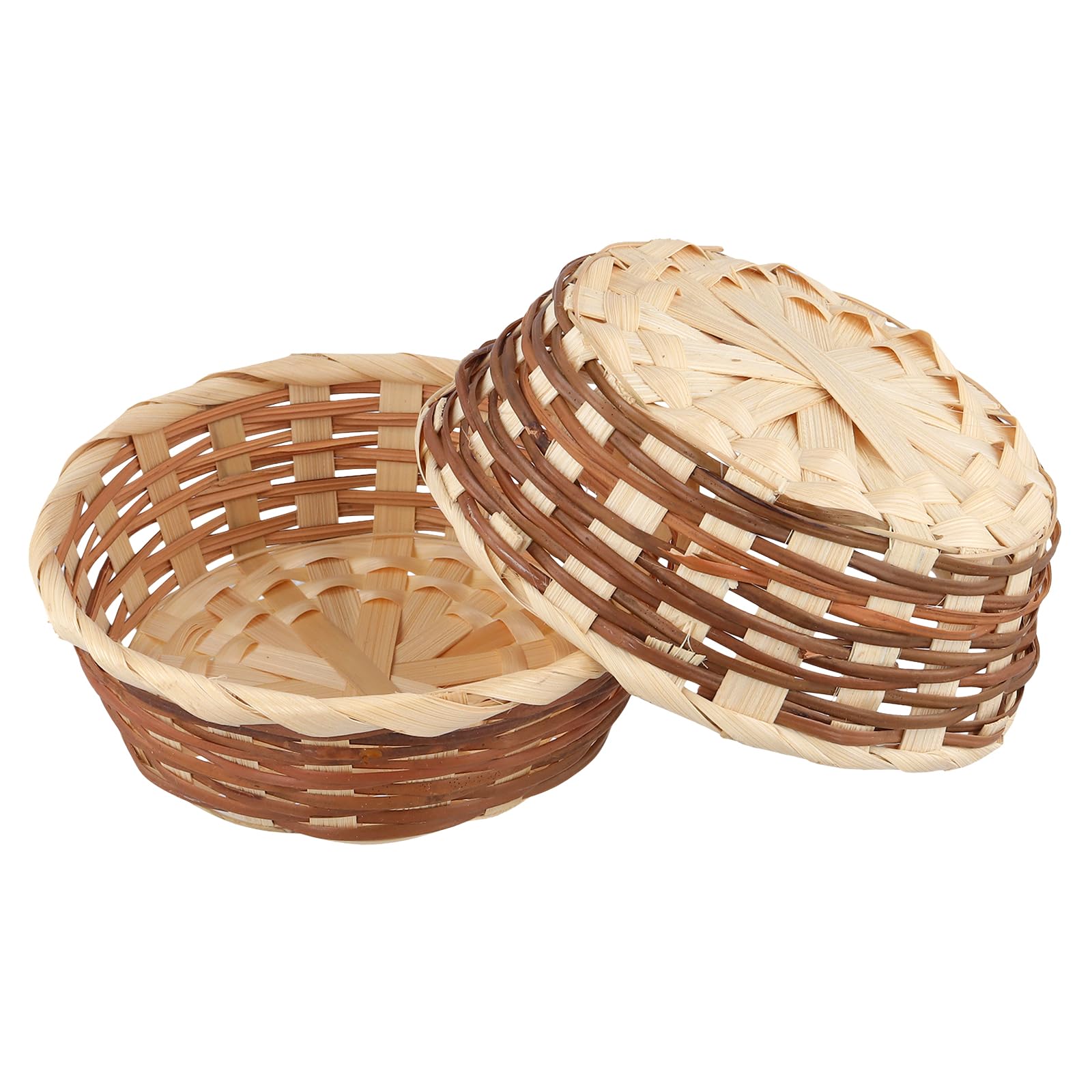 Lot de 15 paniers tissés en bambou - 17 x 6 cm - Récipients ronds pour pain et fruits - Plateaux de service empilables pour le rangement de la cuisine, l'affichage de restaurant