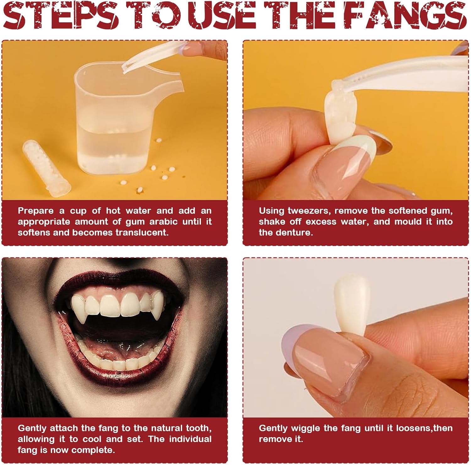 Vampire Cape Women, Vampire Cloak with Devil Horns Tooth Necklace Lace Gloves, Womens Halloween Costumes - Image 5