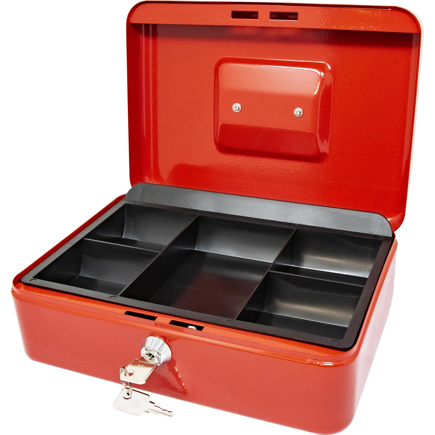 Bargaingalore Red 10" Safe Security Steel Metal Petty Money Bank Deposit Cash Box Tray Holder New