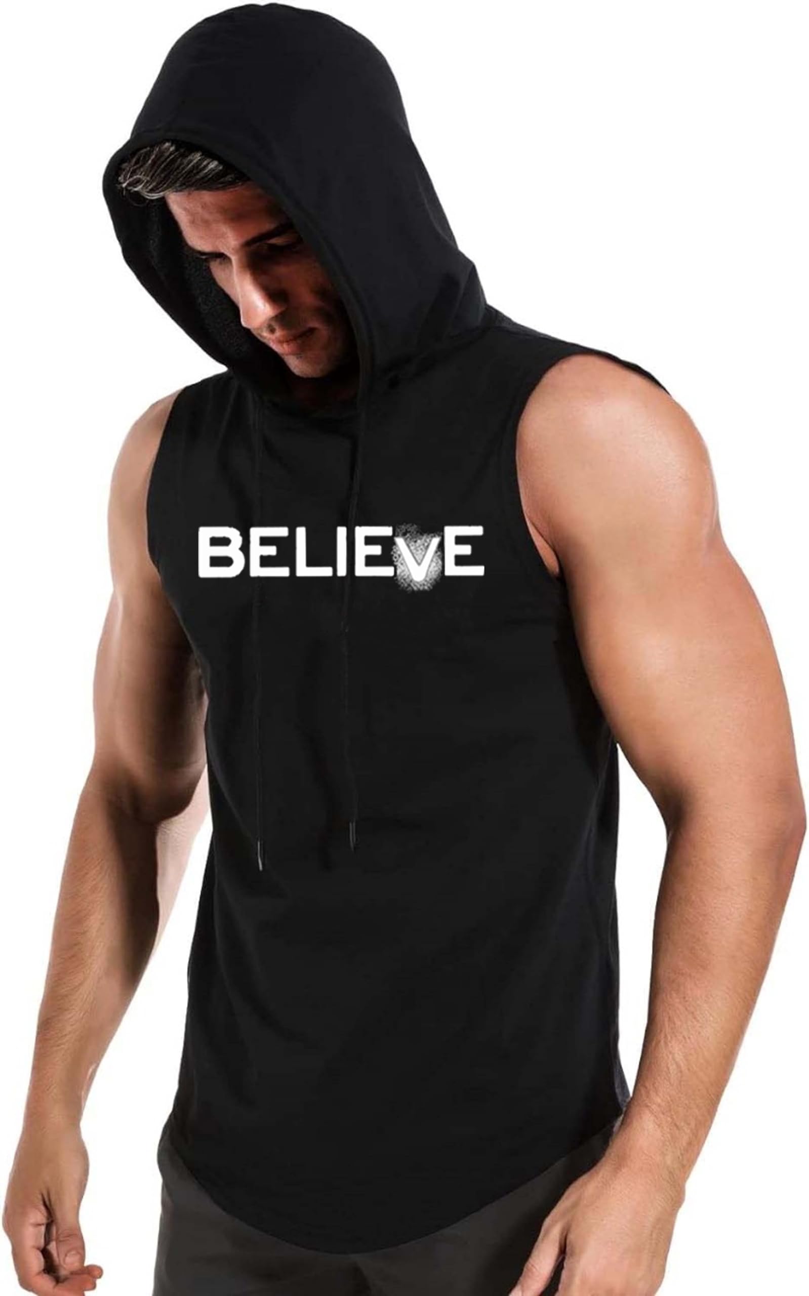 hit square Believe Polyster Gym/Sports Hood T-Shirt for Men-picture-43