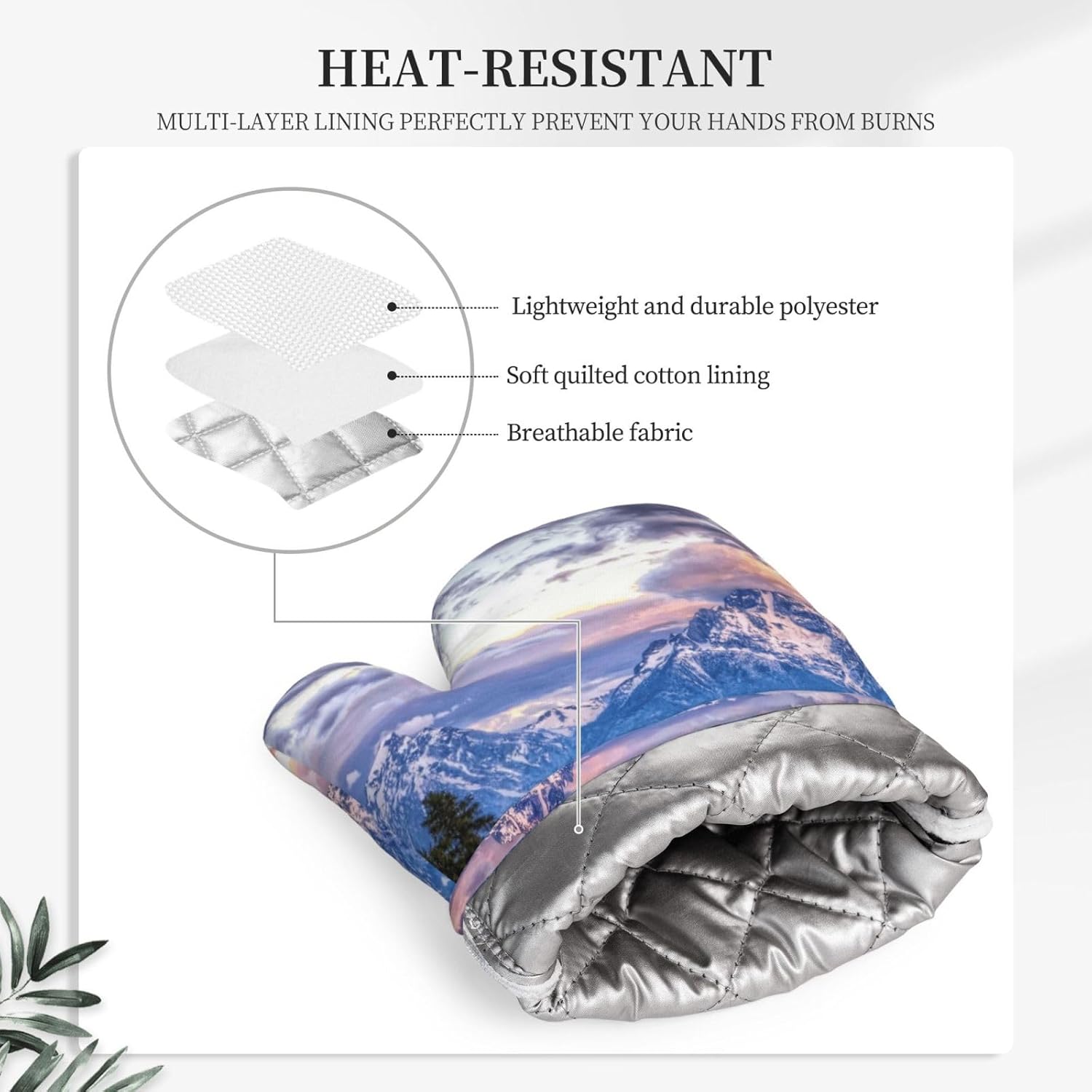 Grand Teton National Park Oven Mitts and Pot Holders Set of 4 Heat Resistant Kitchen Gloves with Silicone Palm Hot Pads for Baking Cooking Grilling BBQ