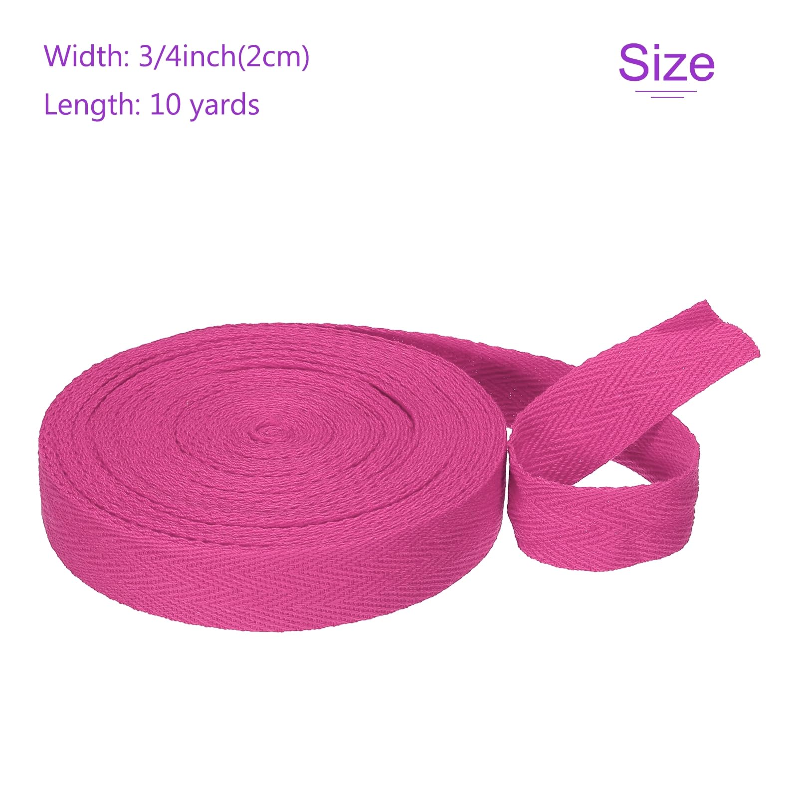 DMiotech 3/4"(2cm) 10 Yards Cotton Twill Tape Cotton Ribbons Bias Binding Tape Herringbone Tape Ribbons Rose Red for DIY Crafts, Clothes, Sewing, Knit - Image 3