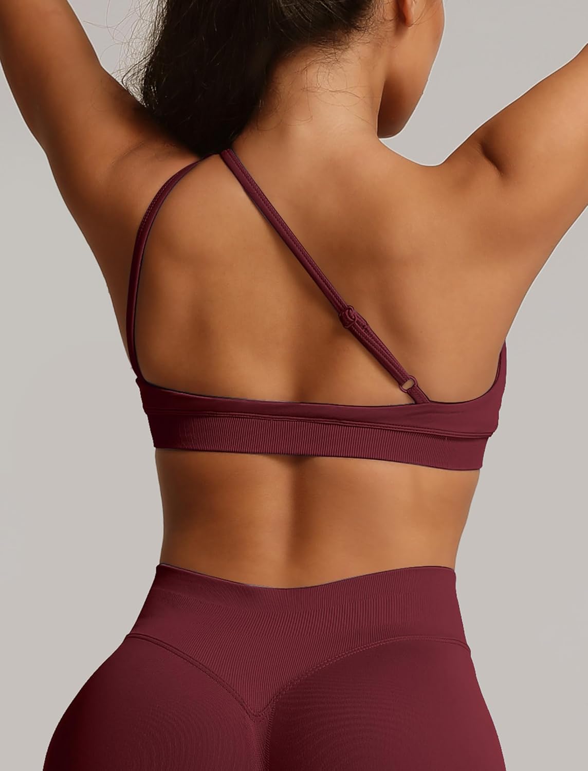 ABOIW Womens Seamless One Shoulder Sports Bra Cutout Adjustable Strap Asymmetric Padded Workout Crop Tank Tops - Image 2