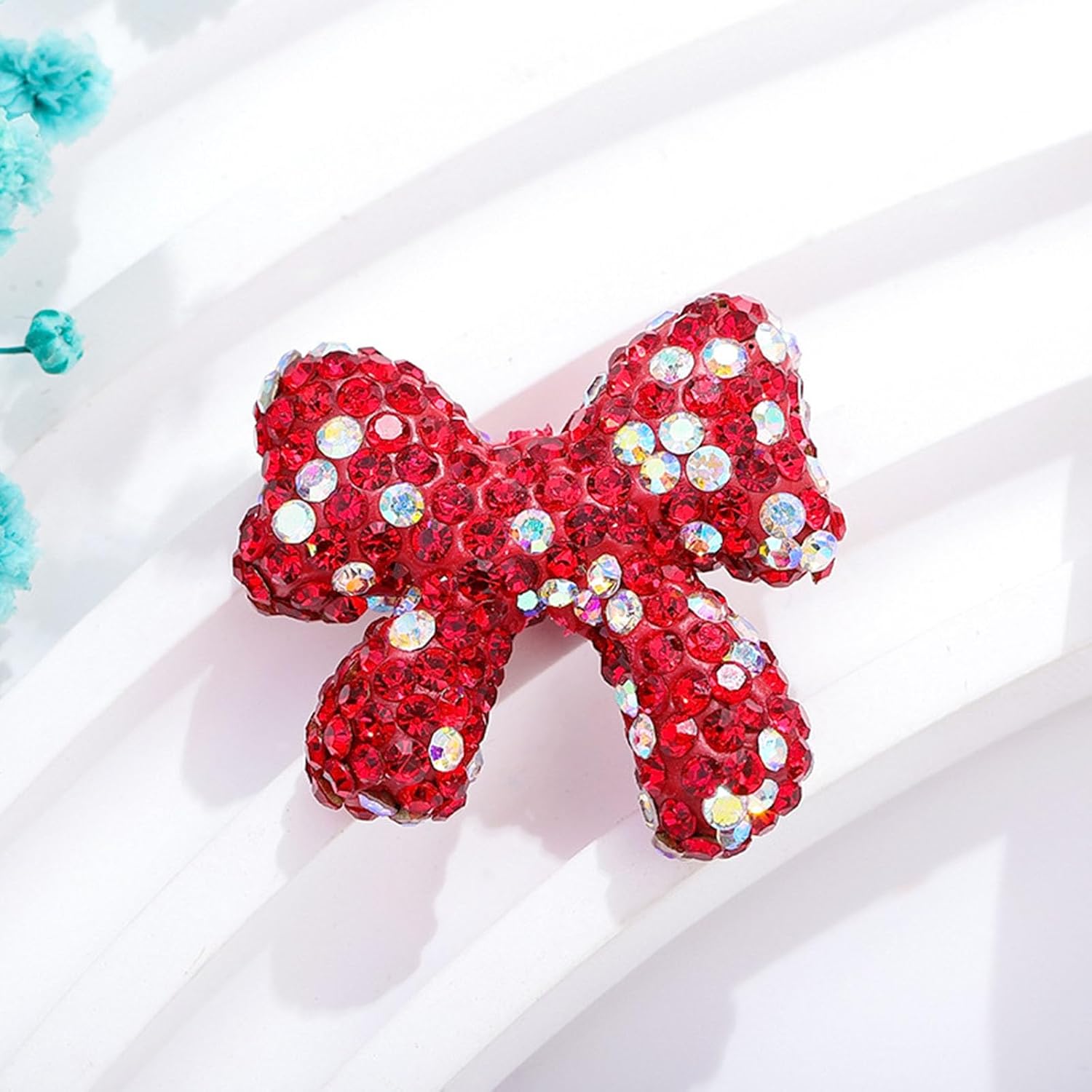 10 Pack Rhinestone Bow Shaped Beads for Beadable Pens Crystal Bowknot Loose Large Spacer Bead Charms for DIY Keychain Earring Necklace Jewelry Making Chirsmas Color (Bow 5 Color B) - Image 4